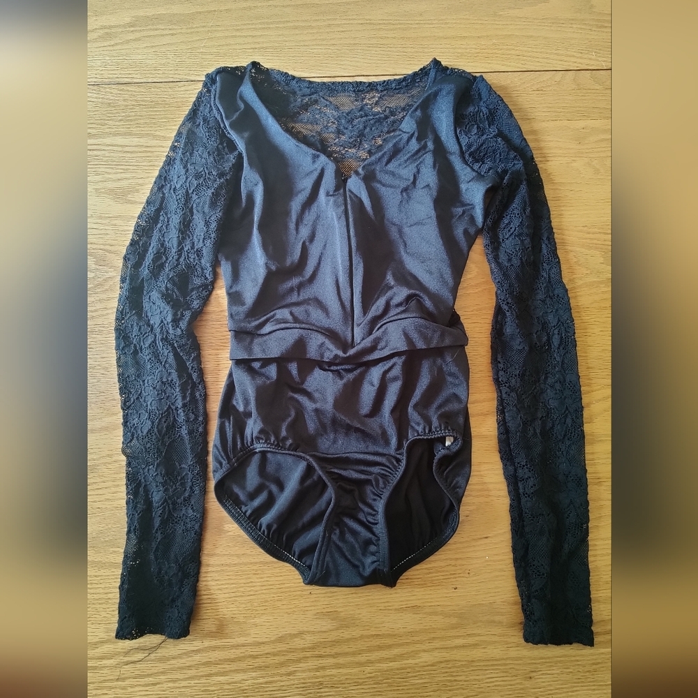 Body Wrappers Long Lace Sleeve Leotard